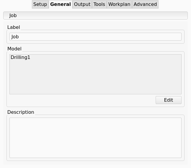 Job task panel, General tab