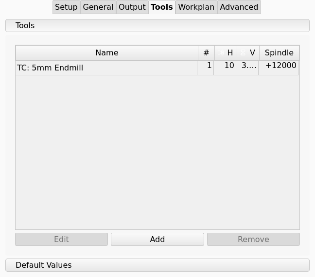 Job task panel, Tools tab, with one Tool Controller