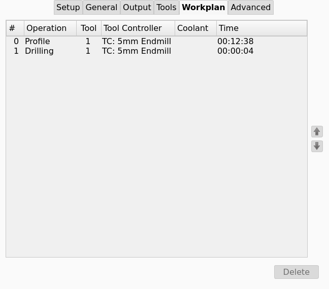Job task panel, Workplan tab, with a Profile and a Drilling Operation