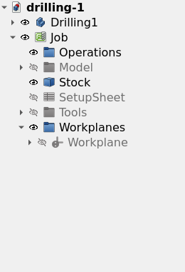 Tree view of a Job, with one Work Plane below the Workplanes group