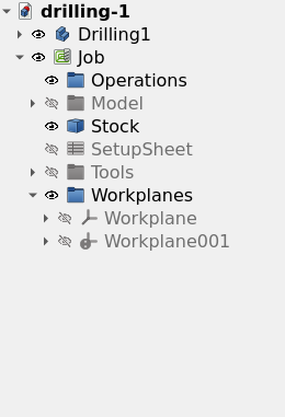 Tree view of a Job, with two Work Planes below the Workplanes group